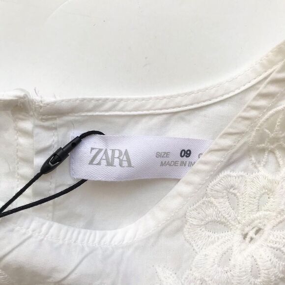 Zara NWT white floral eyelet bib blouse  9Y - Picture 3 of 4
